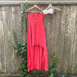 H&M strapless high low maxi dress in pink size 6